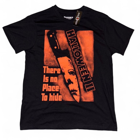 Halloween II Mike Myers Black and Orange Graphic T-Shirt - Picture 6 of 8